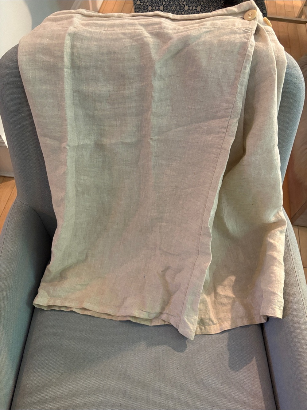 Linen Midi Wrap Skirt in Light Beige from Pipsqueak Chapeau